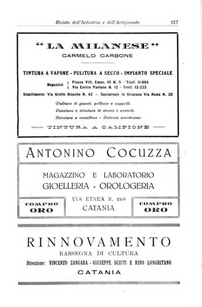 Rivista dell'industria e dell'artigianato organo dell'Unione industriale fascista della Sicilia orientale