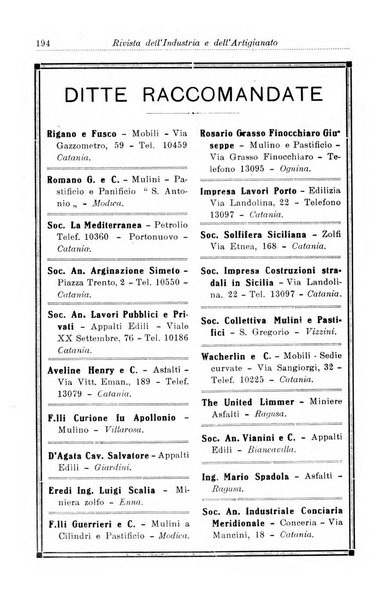 Rivista dell'industria e dell'artigianato organo dell'Unione industriale fascista della Sicilia orientale