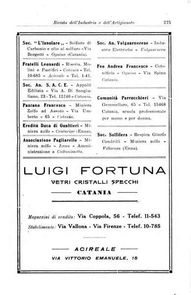 Rivista dell'industria e dell'artigianato organo dell'Unione industriale fascista della Sicilia orientale