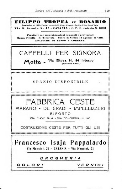 Rivista dell'industria e dell'artigianato organo dell'Unione industriale fascista della Sicilia orientale