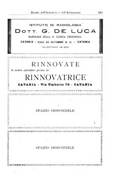 Rivista dell'industria e dell'artigianato organo dell'Unione industriale fascista della Sicilia orientale