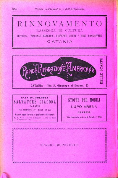 Rivista dell'industria e dell'artigianato organo dell'Unione industriale fascista della Sicilia orientale