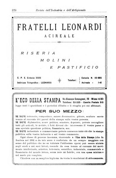 Rivista dell'industria e dell'artigianato organo dell'Unione industriale fascista della Sicilia orientale