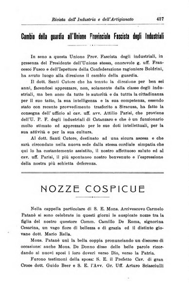 Rivista dell'industria e dell'artigianato organo dell'Unione industriale fascista della Sicilia orientale