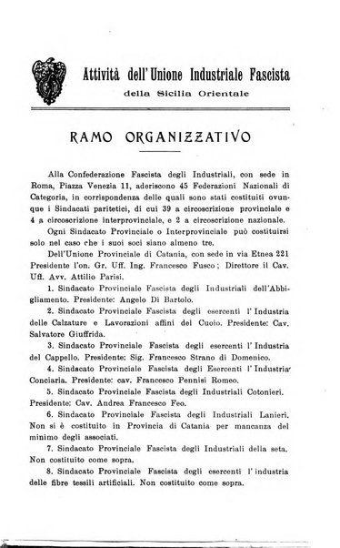 Rivista dell'industria e dell'artigianato organo dell'Unione industriale fascista della Sicilia orientale