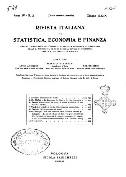 Rivista italiana di statistica economia e finanza