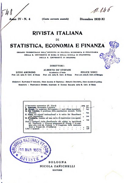 Rivista italiana di statistica economia e finanza