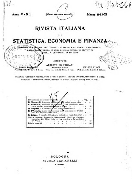 Rivista italiana di statistica economia e finanza