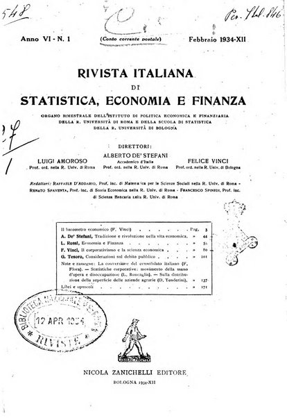 Rivista italiana di statistica economia e finanza