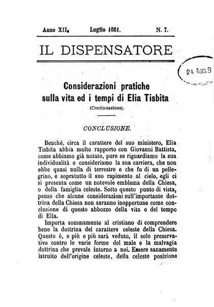 Il dispensatore periodico consacrato allo studio della parola