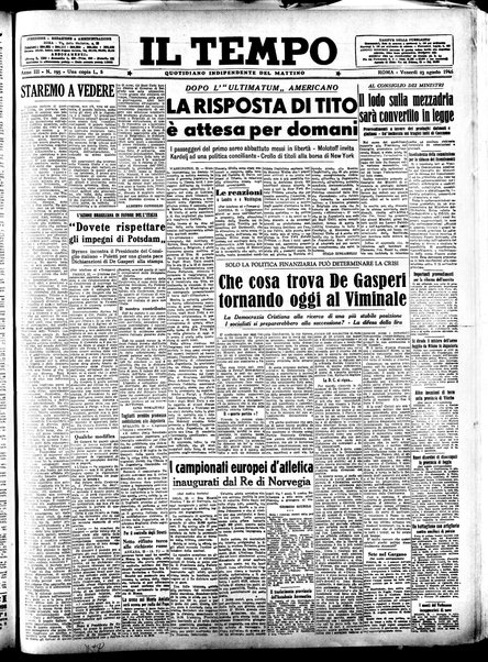 Il tempo : quotidiano indipendente