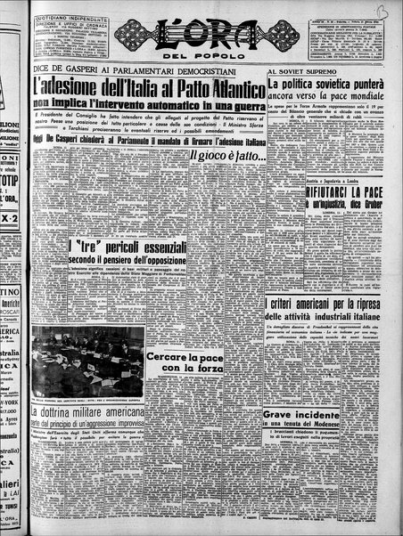 L'ora del popolo : quotidiano indipendente