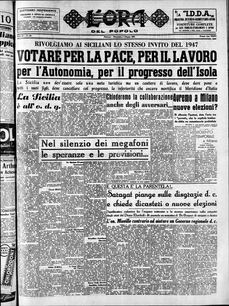 L'ora del popolo : quotidiano indipendente