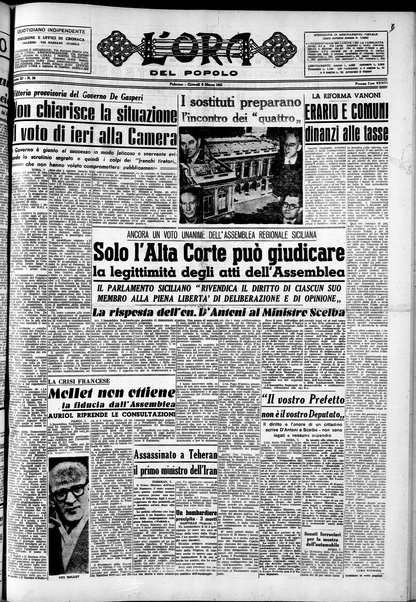 L'ora del popolo : quotidiano indipendente