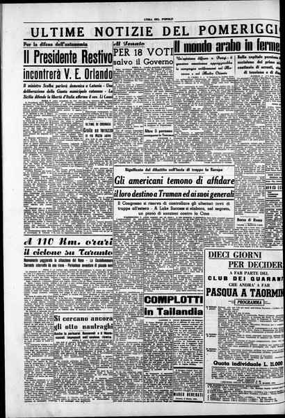 L'ora del popolo : quotidiano indipendente