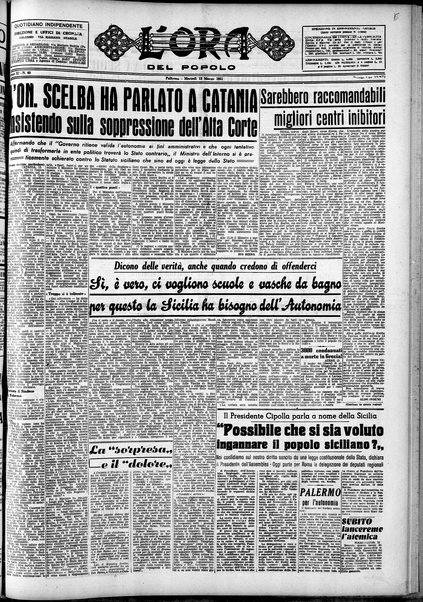 L'ora del popolo : quotidiano indipendente