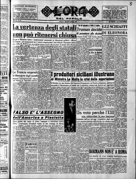 L'ora del popolo : quotidiano indipendente