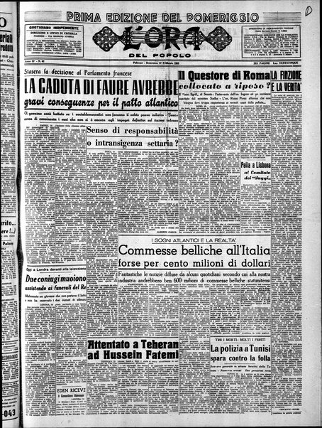 L'ora del popolo : quotidiano indipendente