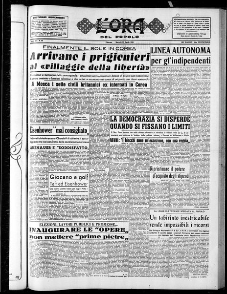 L'ora del popolo : quotidiano indipendente