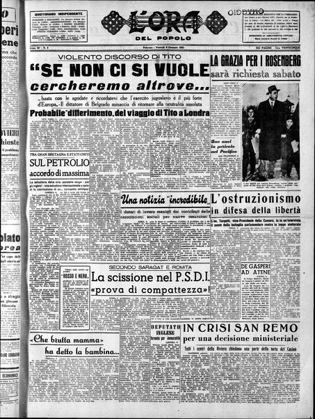 L'ora del popolo : quotidiano indipendente