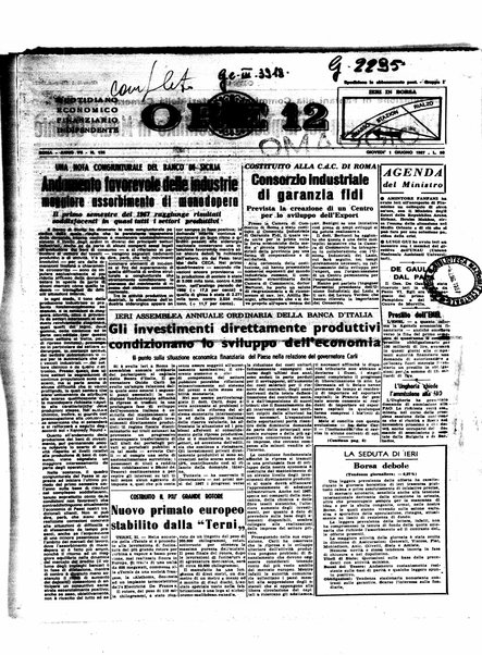 Ore 12 : quotidiano economico finanziario indipendente