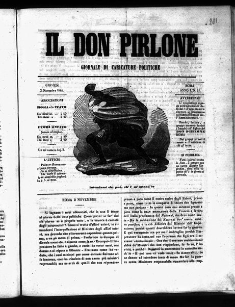 Il don Pirlone : giornale di caricature politiche