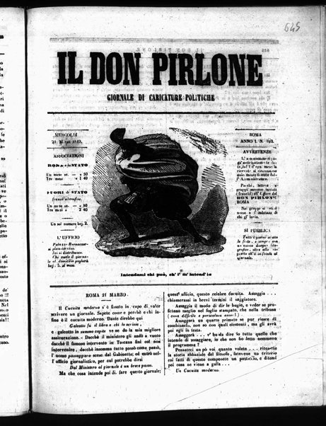 Il don Pirlone : giornale di caricature politiche