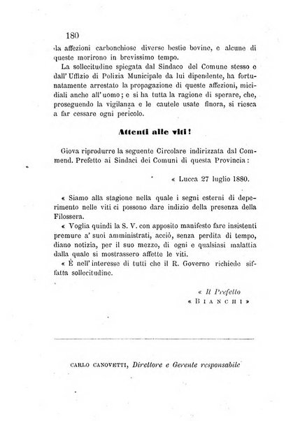 L'agricoltore periodico mensile del Comizio agrario lucchese