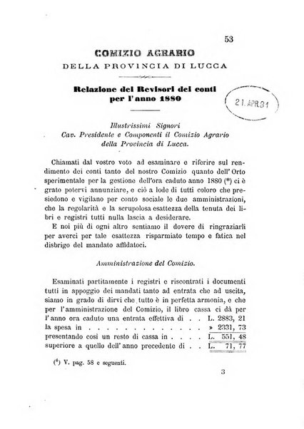 L'agricoltore periodico mensile del Comizio agrario lucchese