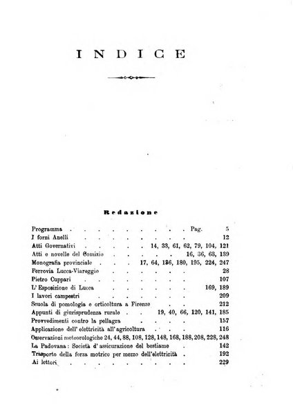 L'agricoltore periodico mensile del Comizio agrario lucchese