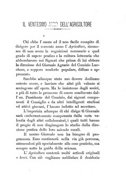 L'agricoltore periodico mensile del Comizio agrario lucchese