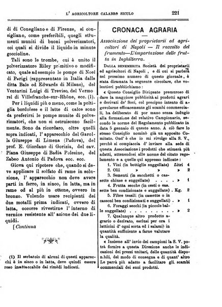 L'agricoltore calabro siculo giornale di agricoltura pratica