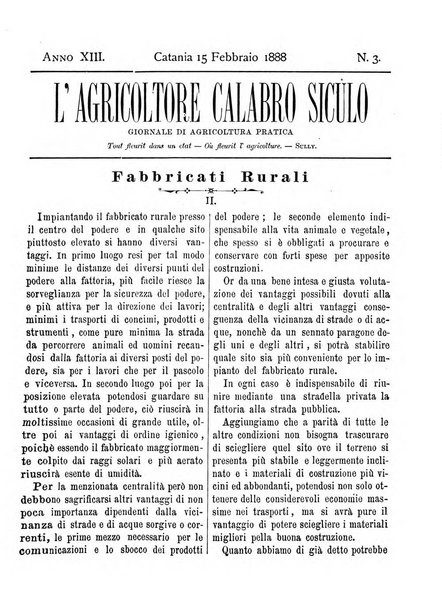 L'agricoltore calabro siculo giornale di agricoltura pratica