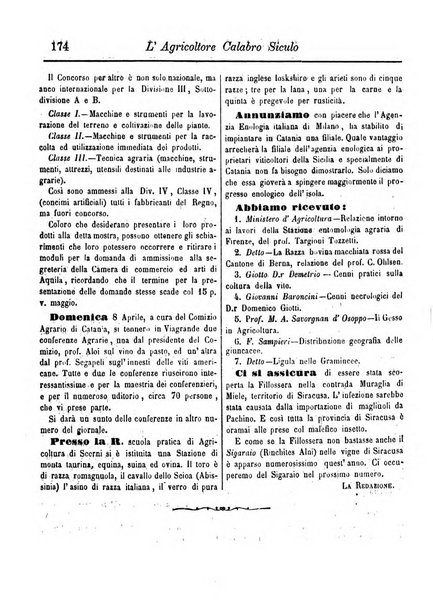 L'agricoltore calabro siculo giornale di agricoltura pratica