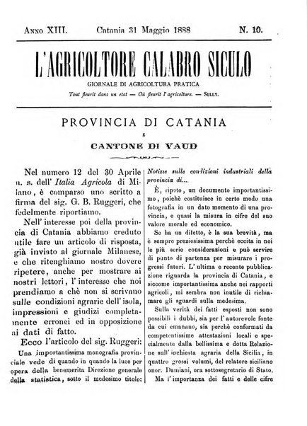 L'agricoltore calabro siculo giornale di agricoltura pratica