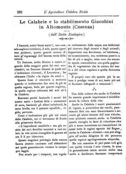 L'agricoltore calabro siculo giornale di agricoltura pratica