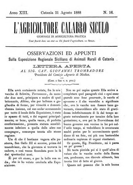 L'agricoltore calabro siculo giornale di agricoltura pratica