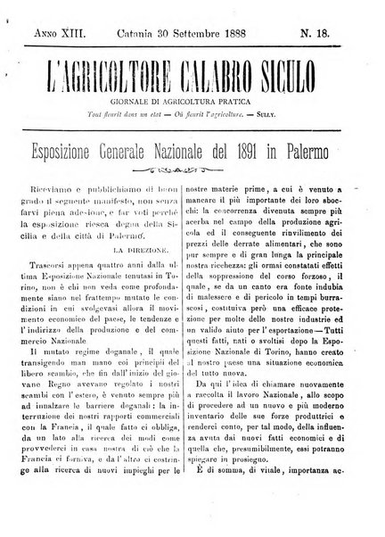 L'agricoltore calabro siculo giornale di agricoltura pratica