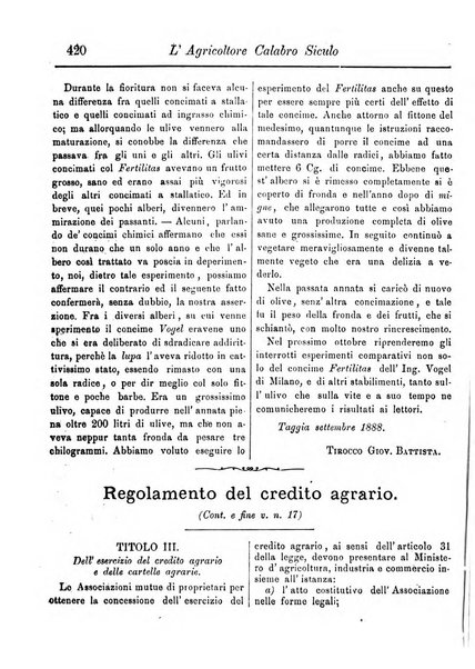 L'agricoltore calabro siculo giornale di agricoltura pratica