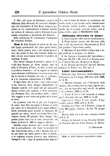 L'agricoltore calabro siculo giornale di agricoltura pratica