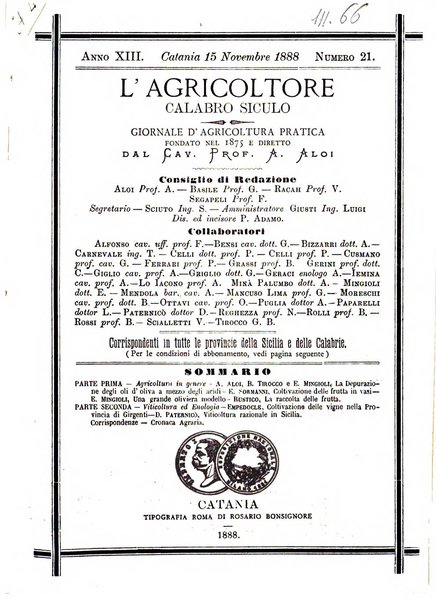 L'agricoltore calabro siculo giornale di agricoltura pratica