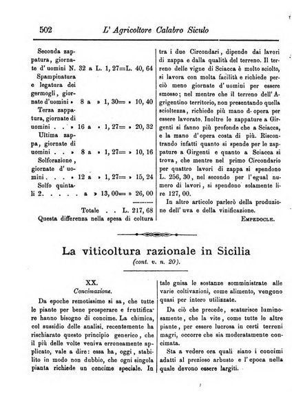 L'agricoltore calabro siculo giornale di agricoltura pratica