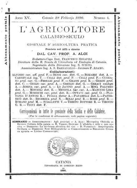 L'agricoltore calabro siculo giornale di agricoltura pratica