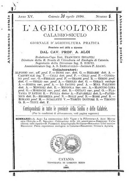 L'agricoltore calabro siculo giornale di agricoltura pratica