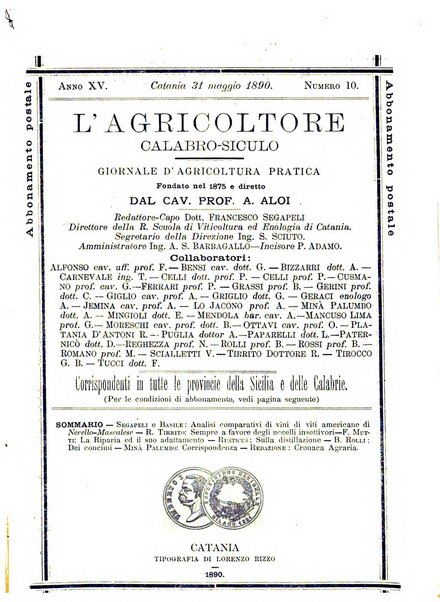 L'agricoltore calabro siculo giornale di agricoltura pratica