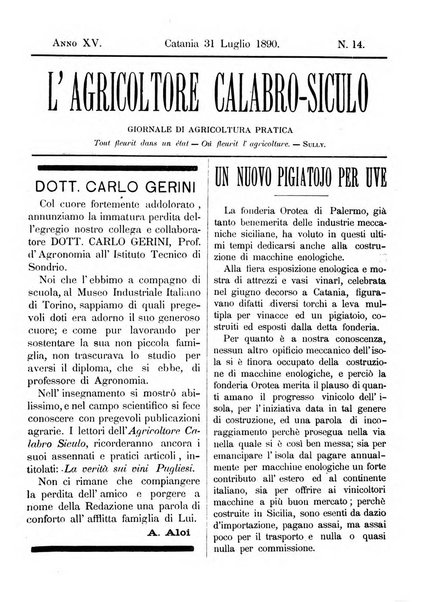 L'agricoltore calabro siculo giornale di agricoltura pratica