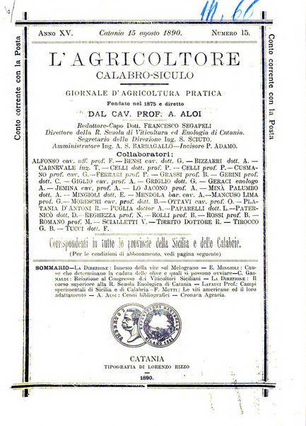 L'agricoltore calabro siculo giornale di agricoltura pratica