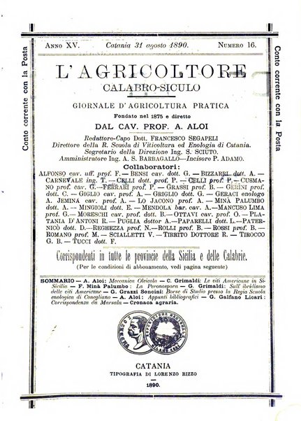 L'agricoltore calabro siculo giornale di agricoltura pratica