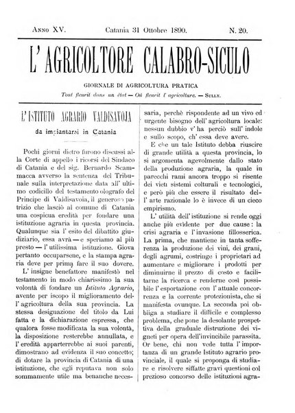 L'agricoltore calabro siculo giornale di agricoltura pratica