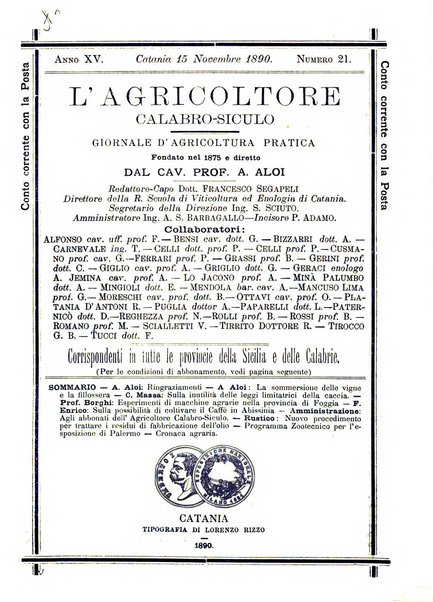 L'agricoltore calabro siculo giornale di agricoltura pratica